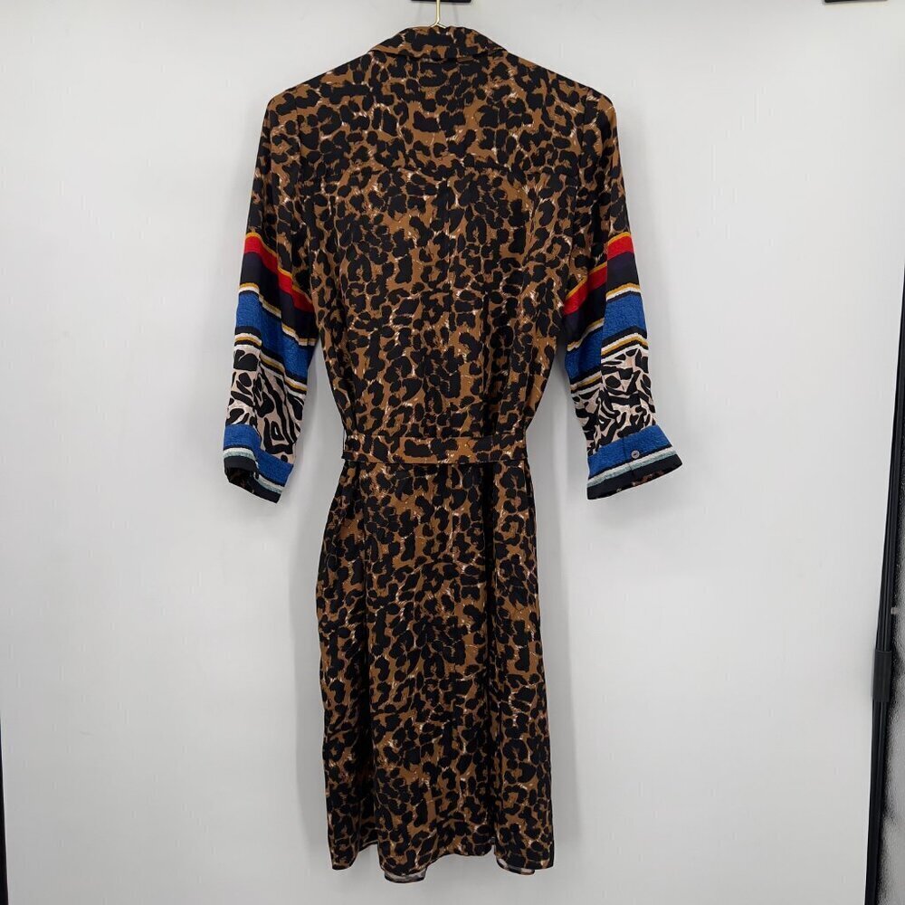 Kobi Halperin Luxury Cocktail Leopard Print Medi Dress Color Block Sleeves M - Picture 6 of 14